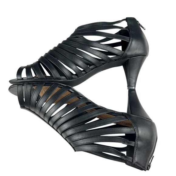 Comfortview Saffi Heeled Sandals Women’s Size 12WW Black Faux Leather Strappy - Picture 7 of 11